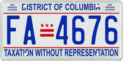 DC license plate FA4676