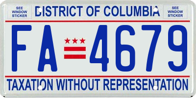 DC license plate FA4679