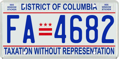 DC license plate FA4682