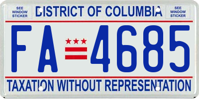 DC license plate FA4685