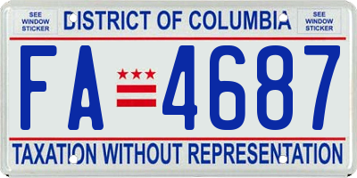 DC license plate FA4687