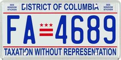 DC license plate FA4689