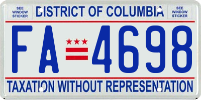 DC license plate FA4698