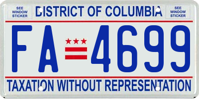 DC license plate FA4699