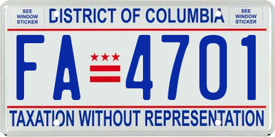 DC license plate FA4701