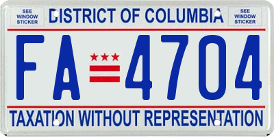 DC license plate FA4704