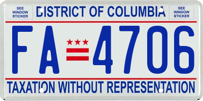 DC license plate FA4706