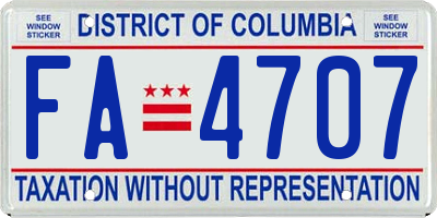 DC license plate FA4707