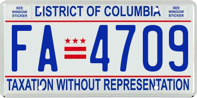 DC license plate FA4709