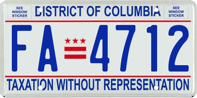 DC license plate FA4712