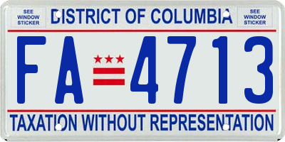 DC license plate FA4713