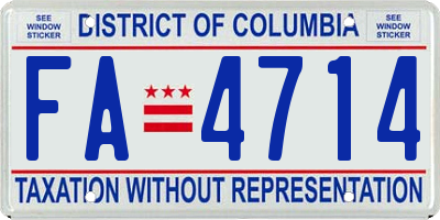 DC license plate FA4714