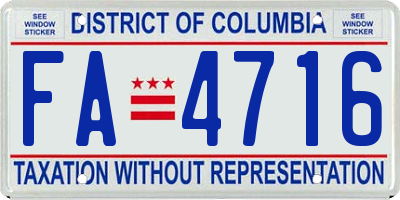 DC license plate FA4716