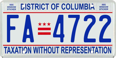 DC license plate FA4722