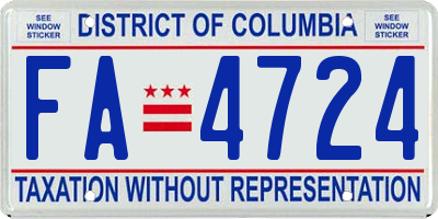 DC license plate FA4724