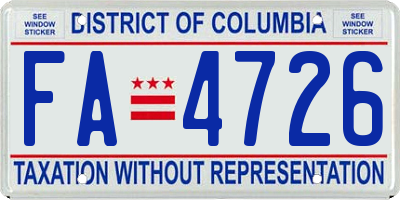 DC license plate FA4726