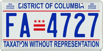 DC license plate FA4727