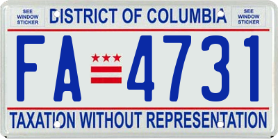 DC license plate FA4731