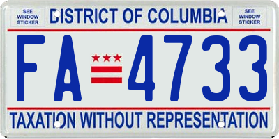 DC license plate FA4733