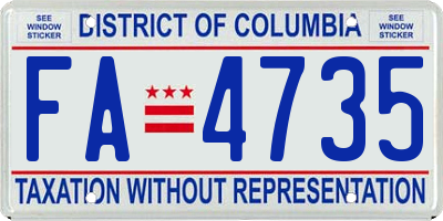 DC license plate FA4735