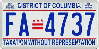 DC license plate FA4737