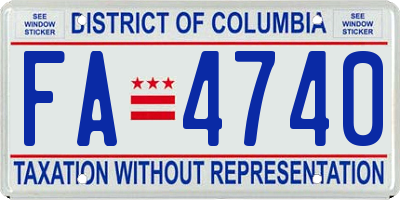 DC license plate FA4740