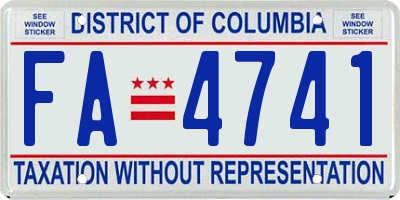 DC license plate FA4741