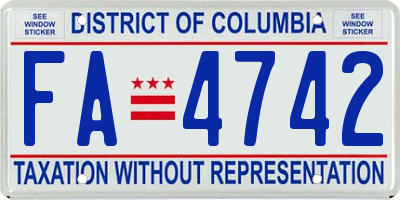 DC license plate FA4742