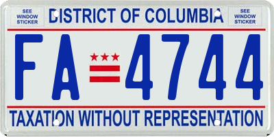 DC license plate FA4744