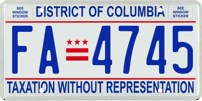 DC license plate FA4745