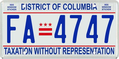 DC license plate FA4747