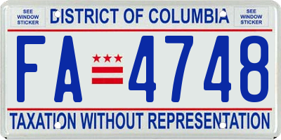 DC license plate FA4748