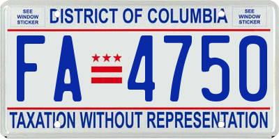 DC license plate FA4750