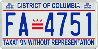 DC license plate FA4751