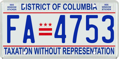 DC license plate FA4753