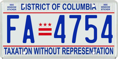 DC license plate FA4754