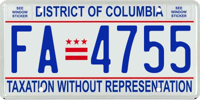 DC license plate FA4755