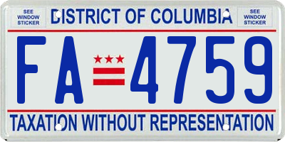 DC license plate FA4759