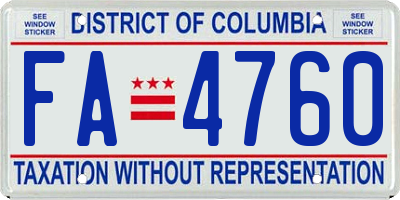 DC license plate FA4760