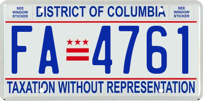 DC license plate FA4761