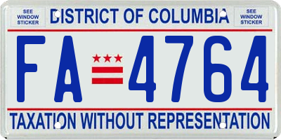 DC license plate FA4764