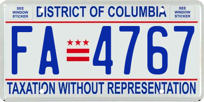 DC license plate FA4767