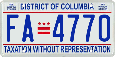 DC license plate FA4770