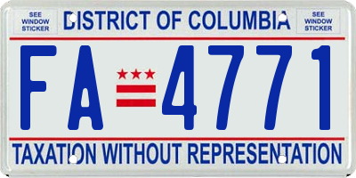 DC license plate FA4771