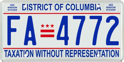 DC license plate FA4772