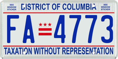 DC license plate FA4773