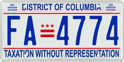 DC license plate FA4774