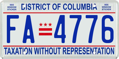 DC license plate FA4776