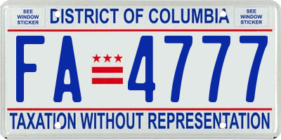 DC license plate FA4777