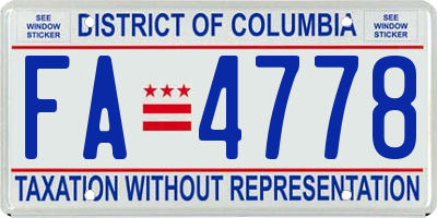 DC license plate FA4778